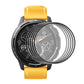 Multi-pack of curved clear screen protector films stacked on yellow smartwatch