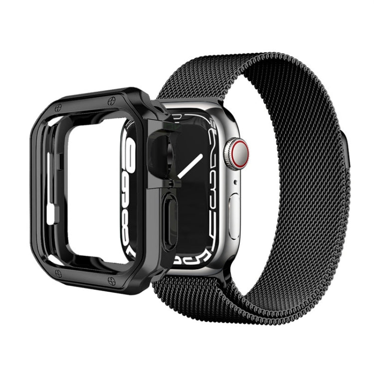 Black TPU watch protective case bumper with mesh strap cutout, side buttons exposed