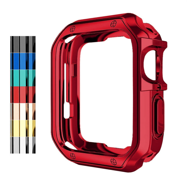 Red TPU watch protective case bumper with side cutouts and raised edges