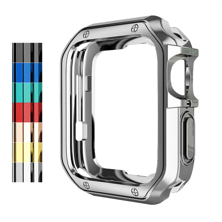 Silver TPU watch protective case bumper with side cutouts and raised edges