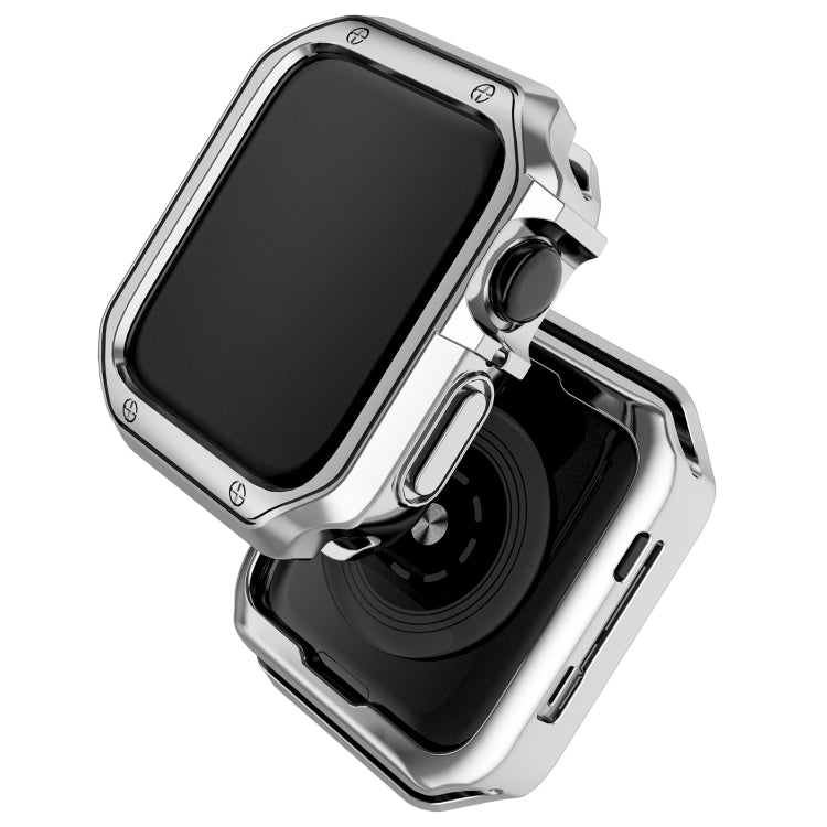 Silver TPU watch protective case with raised bezel and side button cover