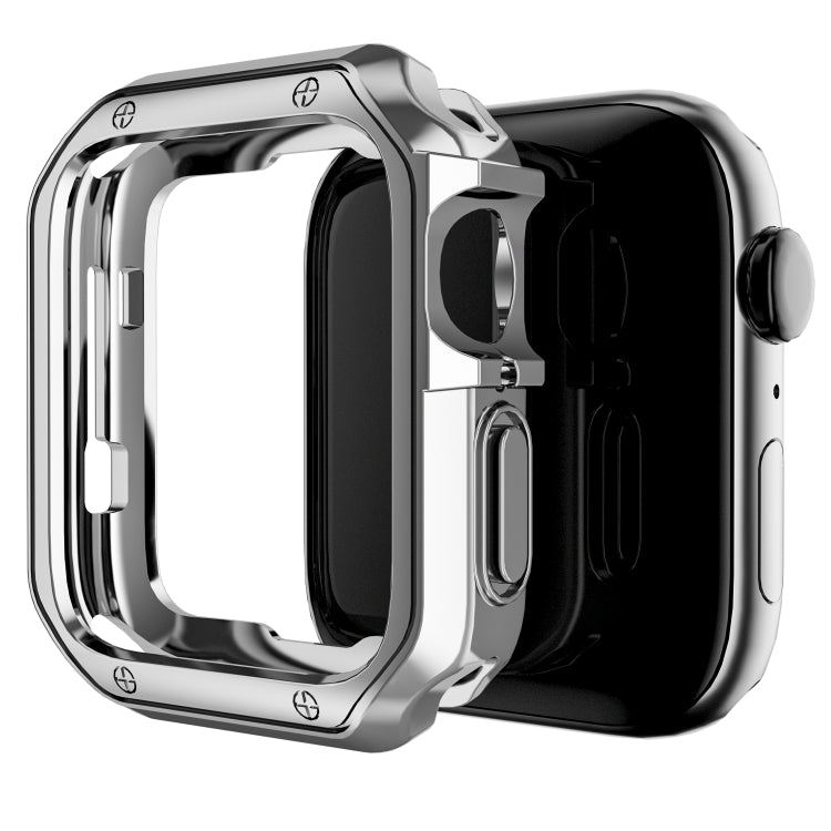 Silver TPU watch protective case with raised corners and side cutouts