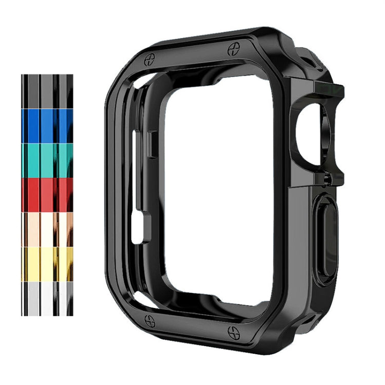 Black TPU watch protective case bumper with glossy finish and side button openings
