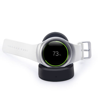 Dark gray smartwatch charging dock with front connector for quick charging
