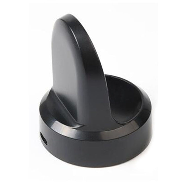 Black charging cradle dock with curved angled stand and compact base