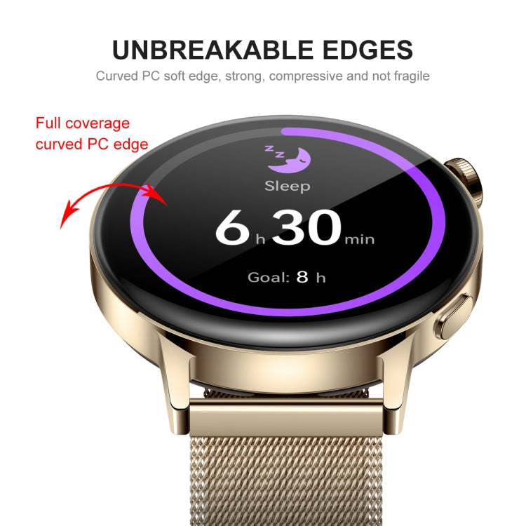Full-coverage curved PC edge screen protector for round smartwatch display