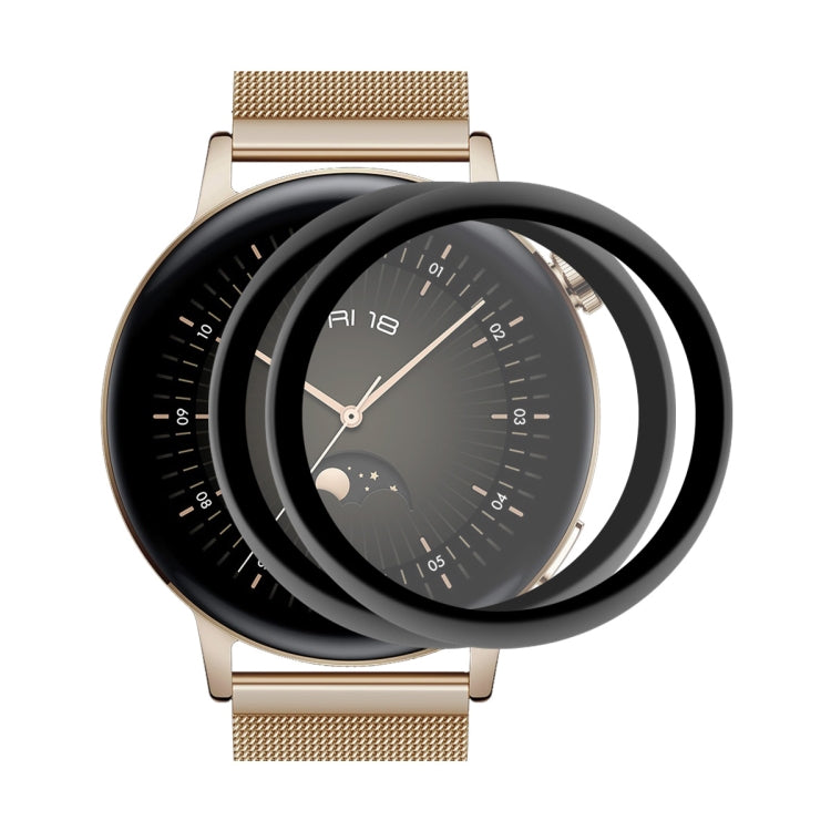 Curved full-coverage screen protector film over round smartwatch display