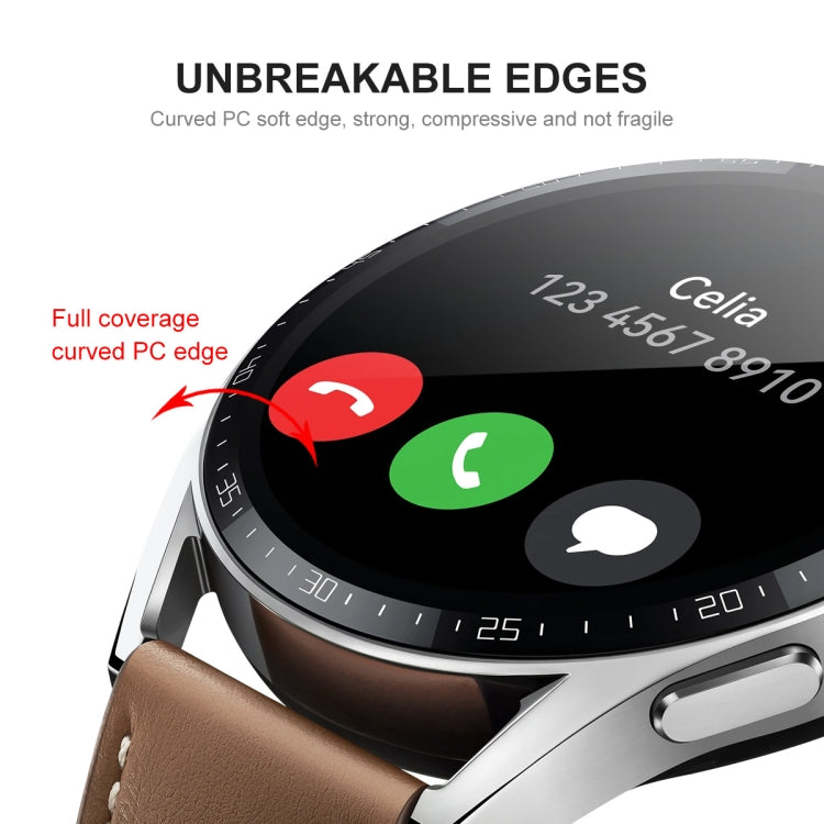 Full coverage curved PC edge screen protector on a smartwatch, unbreakable edges