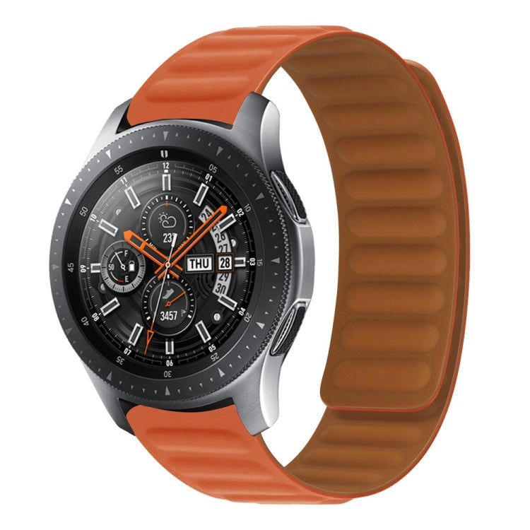 Orange silicone magnetic watch band for Galaxy Gear S3 with textured strap links