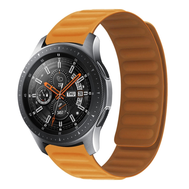 Orange silicone magnetic watch band for Galaxy Gear S3 with textured strap links