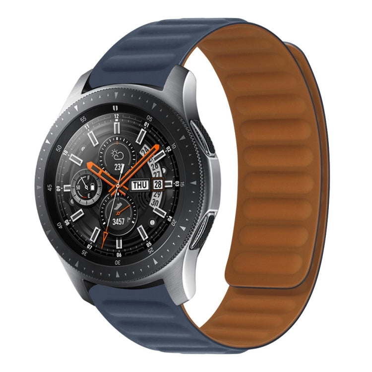 Navy blue silicone magnetic watch band for Galaxy Gear S3 with textured strap links