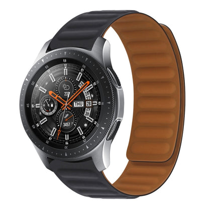 Black silicone magnetic watch band with textured strap and magnetic clasp