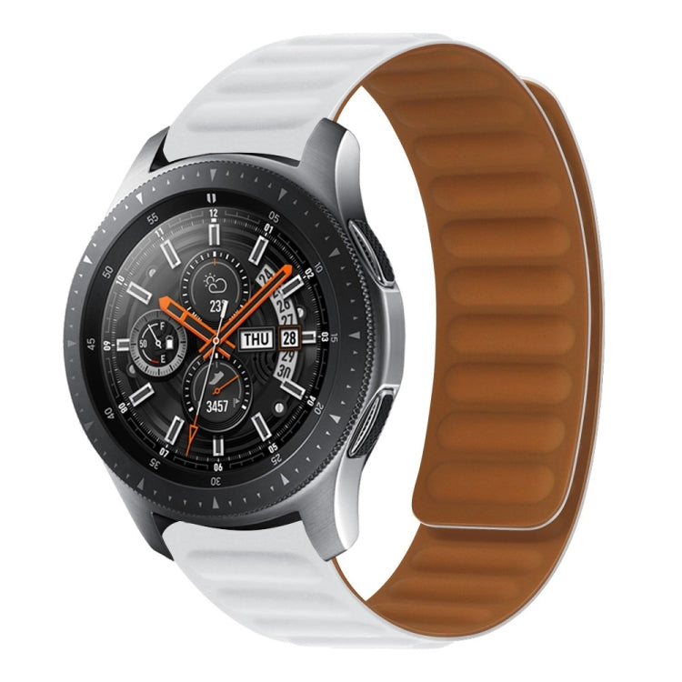 White silicone magnetic watch band with textured strap and magnetic clasp