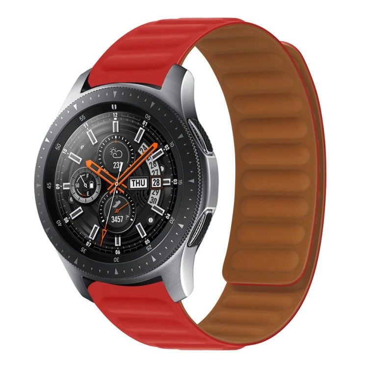 Red silicone magnetic watch band with textured strap and magnetic clasp