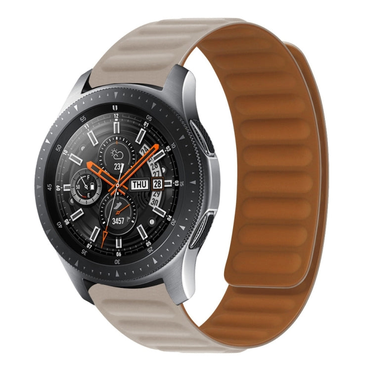 Light gray silicone magnetic watch band with textured strap and magnetic clasp