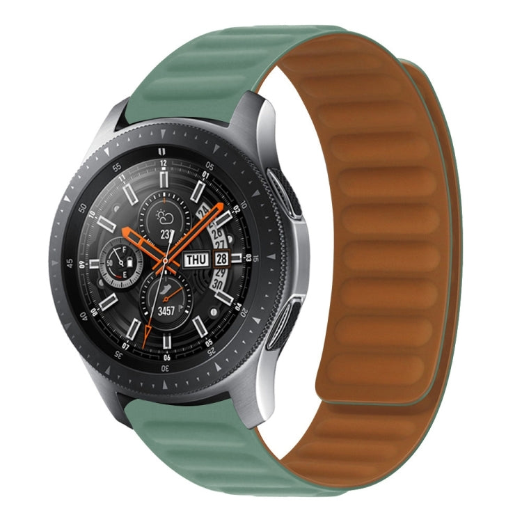 Two-tone silicone magnetic watch band, dark green outer with brown inner, for Gear 2 R380