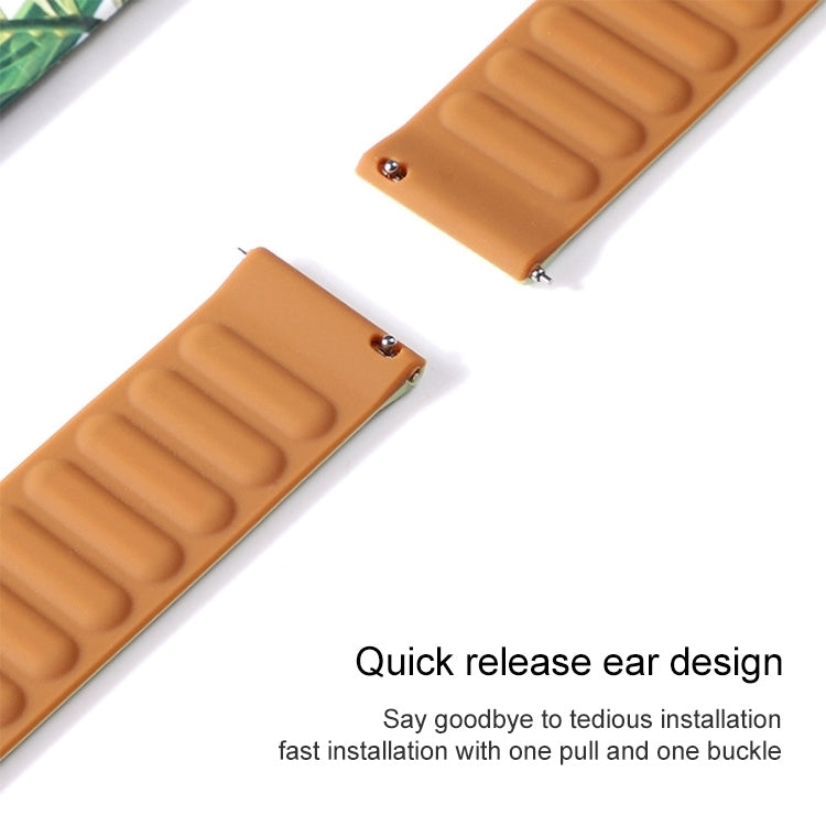 Brown silicone magnetic watch band with metal pin connectors and textured link pattern
