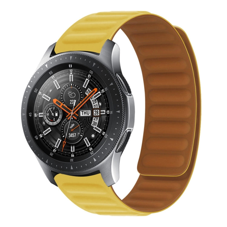 Silicone magnetic watch band for SM-R382, yellow strap with brown underside