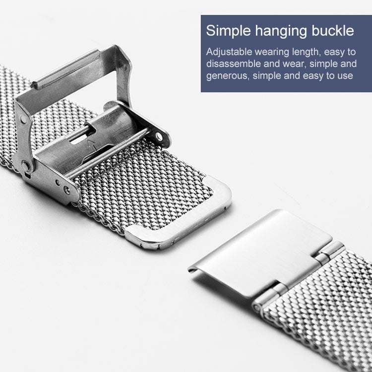 Stainless steel Milanese watch strap with double insurance buckle, adjustable clasp open