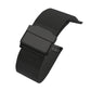 Black Milanese watch strap, side view of double insurance buckle clasp