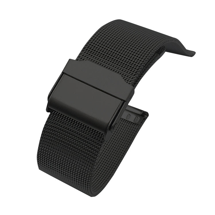 Black stainless steel Milan watch strap with double buckle and adjustable clasp