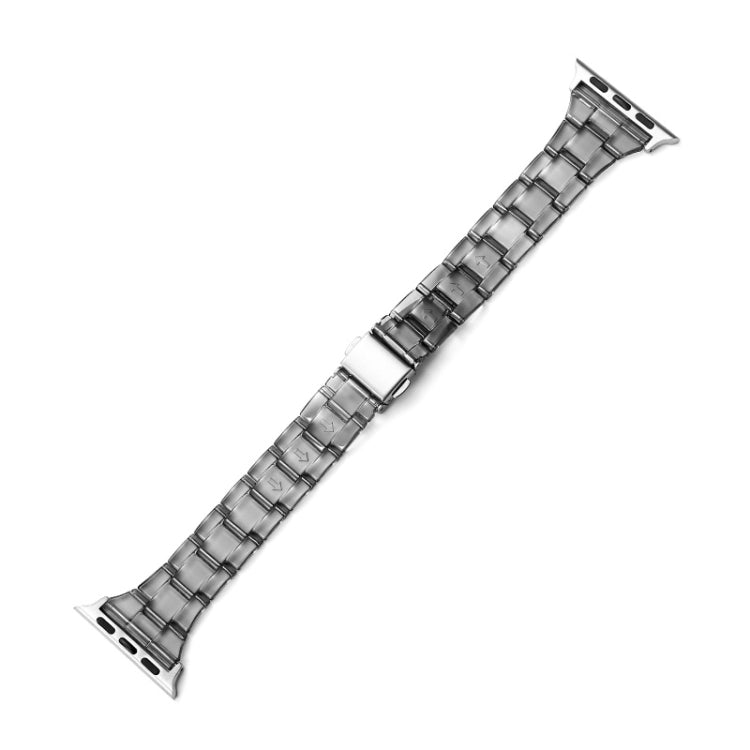 Black transparent link Apple Watch waist strap with metal clasp and pin holes