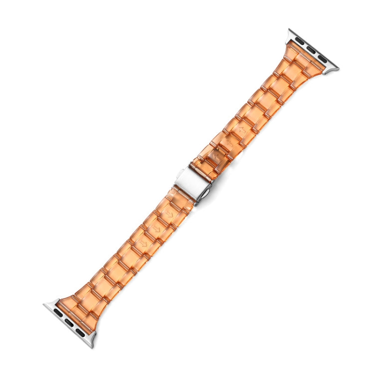 Orange transparent link Apple Watch waist strap with metal clasp and pin holes