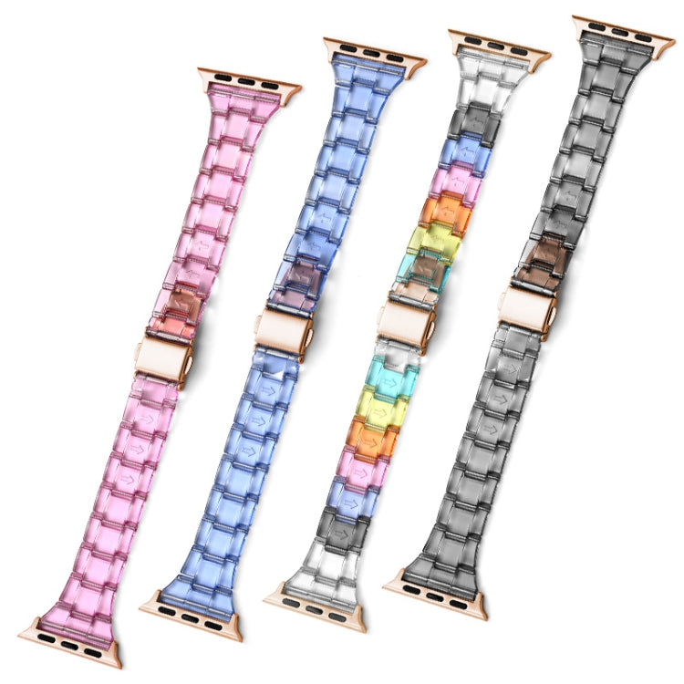 Mixed-color translucent waist straps set with metal adapters for Apple Watch