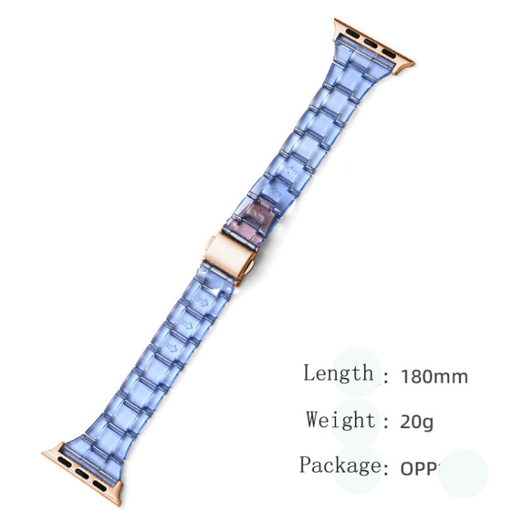 Blue translucent small waist strap with rose-gold ends for Apple Watch