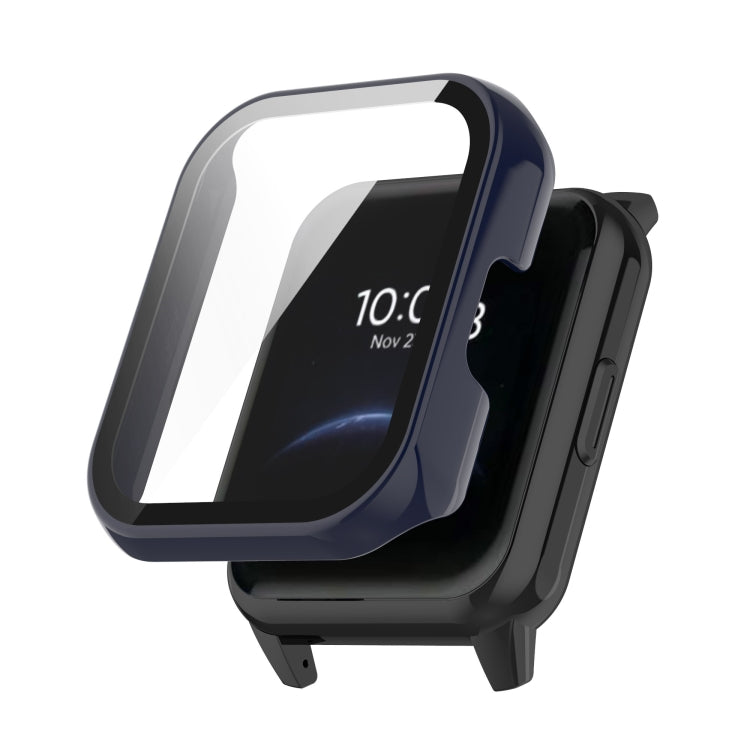 Dark blue watch case with integrated toughened film for Realme Watch 2 Pro.