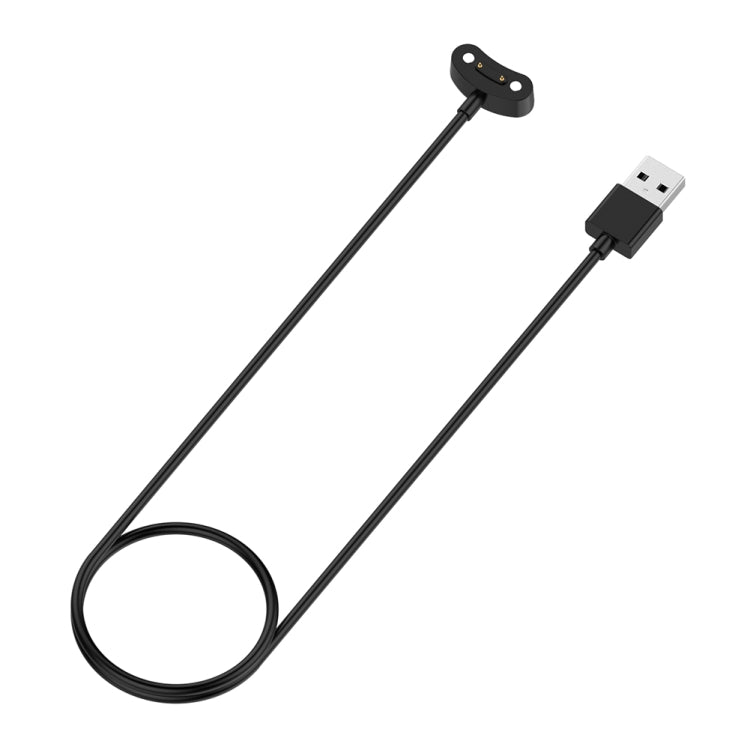 Black smartwatch charging cable with USB plug and round magnetic dock