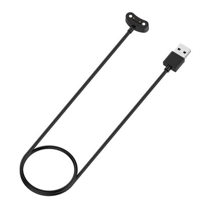 Black smartwatch charging cable with USB plug and round magnetic dock