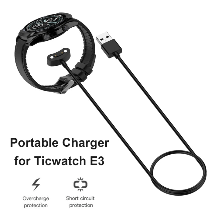 Smartwatch charging cable with USB plug and magnetic dock with rubber strap watch