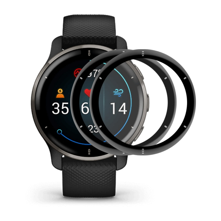 Garmin Venu 2 Plus screen protector film set with full-cover curved glass layer