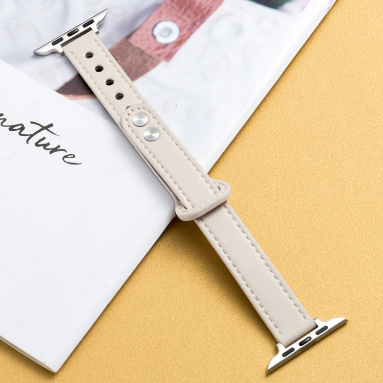 Beige watch strap made of microfiber leather, double buckle with pin holes