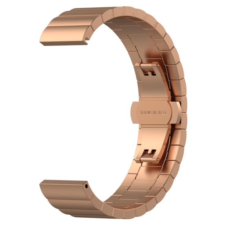 Rose gold metal bead watch strap with clasp and square link design