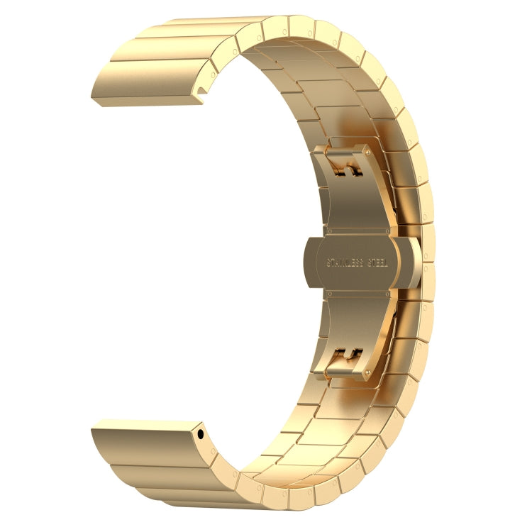 Gold metal bead watch strap with clasp and square link design