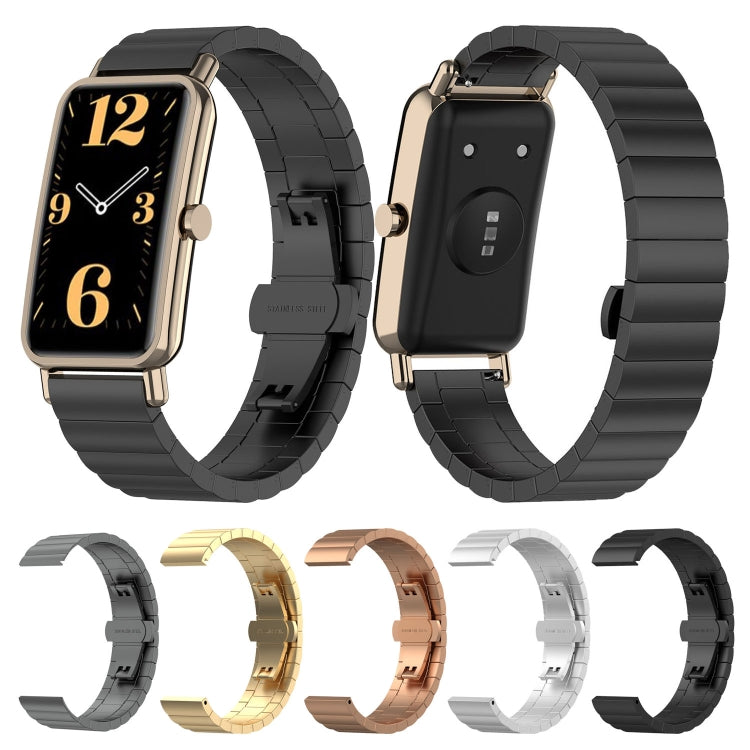 Beaded metal steel watch strap with black links for Huawei Fit Mini