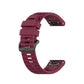 Wine red silicone sports watch strap with perforated holes and buckle, two-piece design