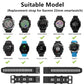 Replacement silicone sports strap for 22mm Garmin smartwatches, shown with compatible models.