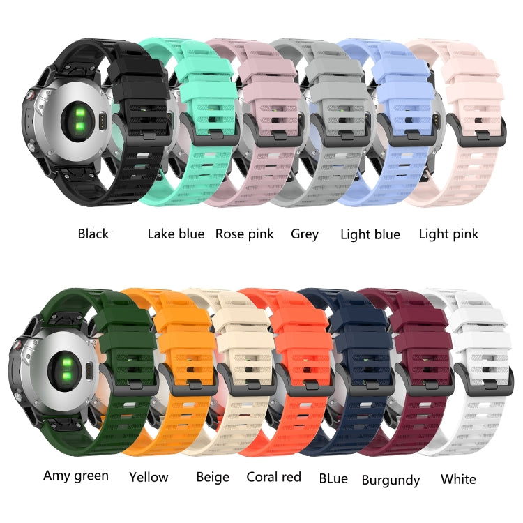 Color options for silicone sports watch strap, assorted shades with adjustable holes.