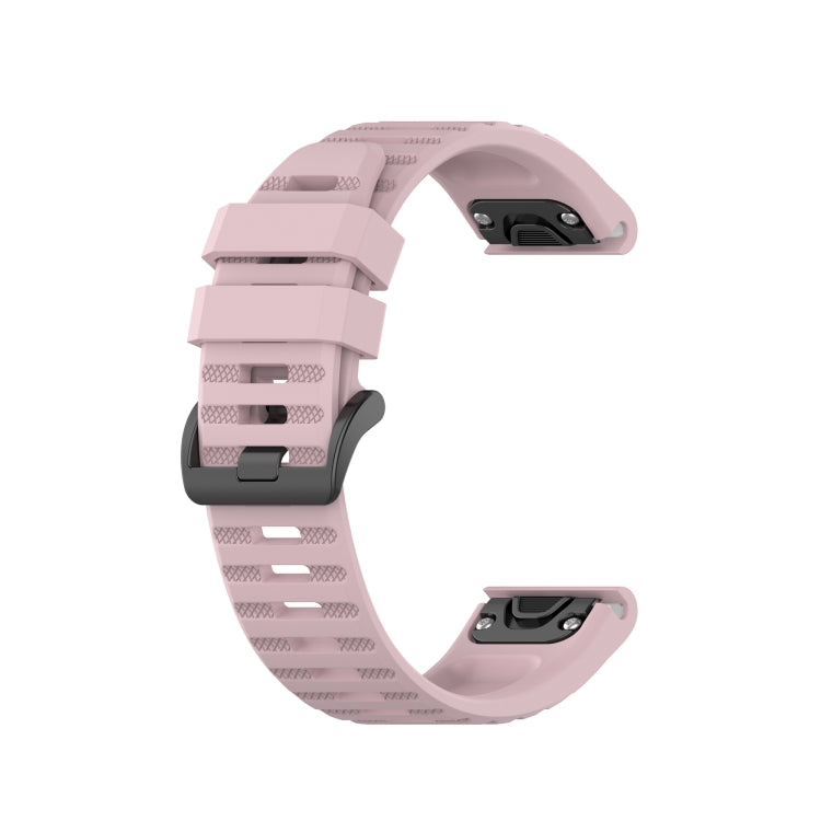 Silicone sports watch strap, blush pink perforated bands with pin buckle, for Garmin watch