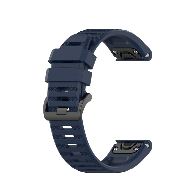Silicone sports watch strap, dark navy perforated bands with pin buckle, for Garmin watch