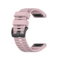 26mm pink silicone sports watch strap with perforated texture and quick-release pins
