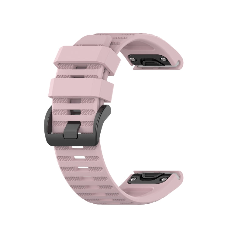 26mm pink silicone sports watch strap with perforated texture and quick-release pins