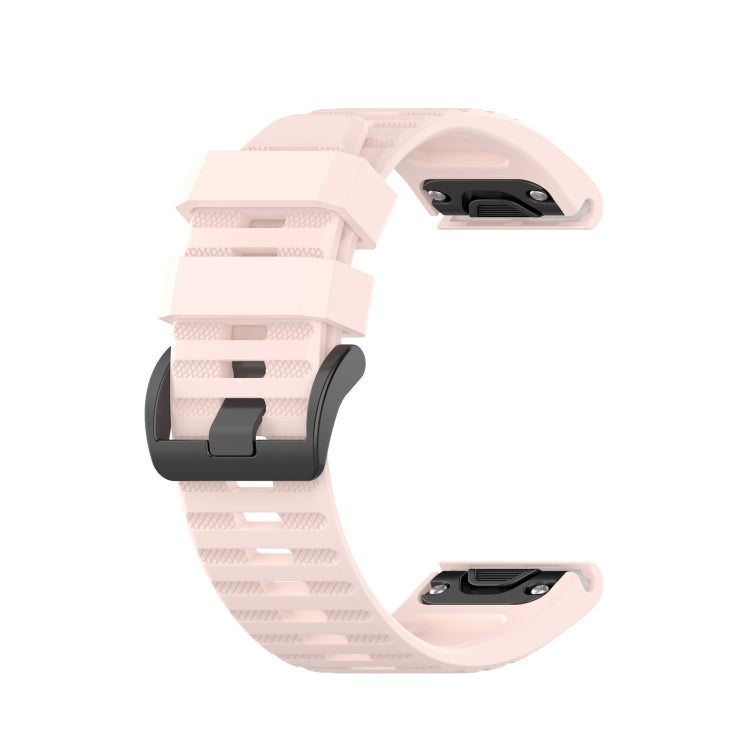 26mm light pink silicone sports watch strap with perforated texture and quick-release pins