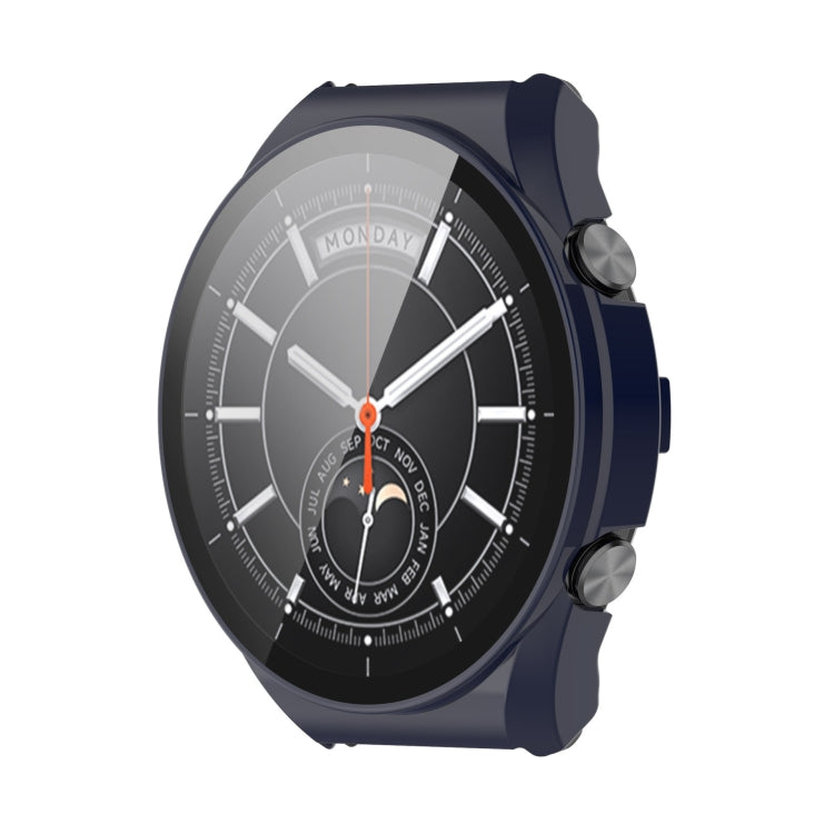 Blue toughened film protective case for Xiaomi Watch S1 with clear screen cover