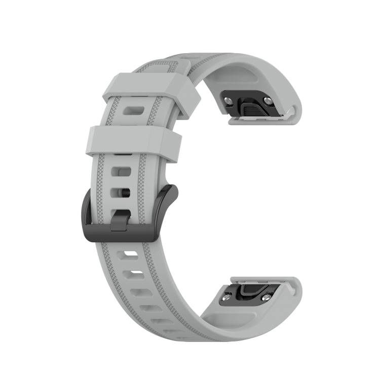 Light gray silicone quick-release watch strap with pin-and-buckle clasp ends