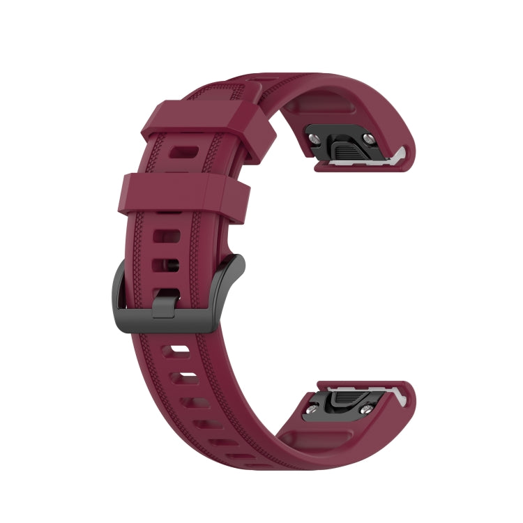 Wine-red silicone quick-release watch strap for Garmin Fenix 7S
