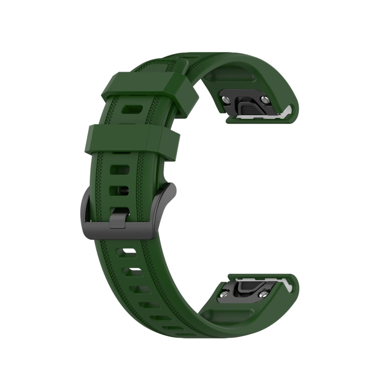 Army-green silicone quick-release watch strap for Garmin Fenix 7S